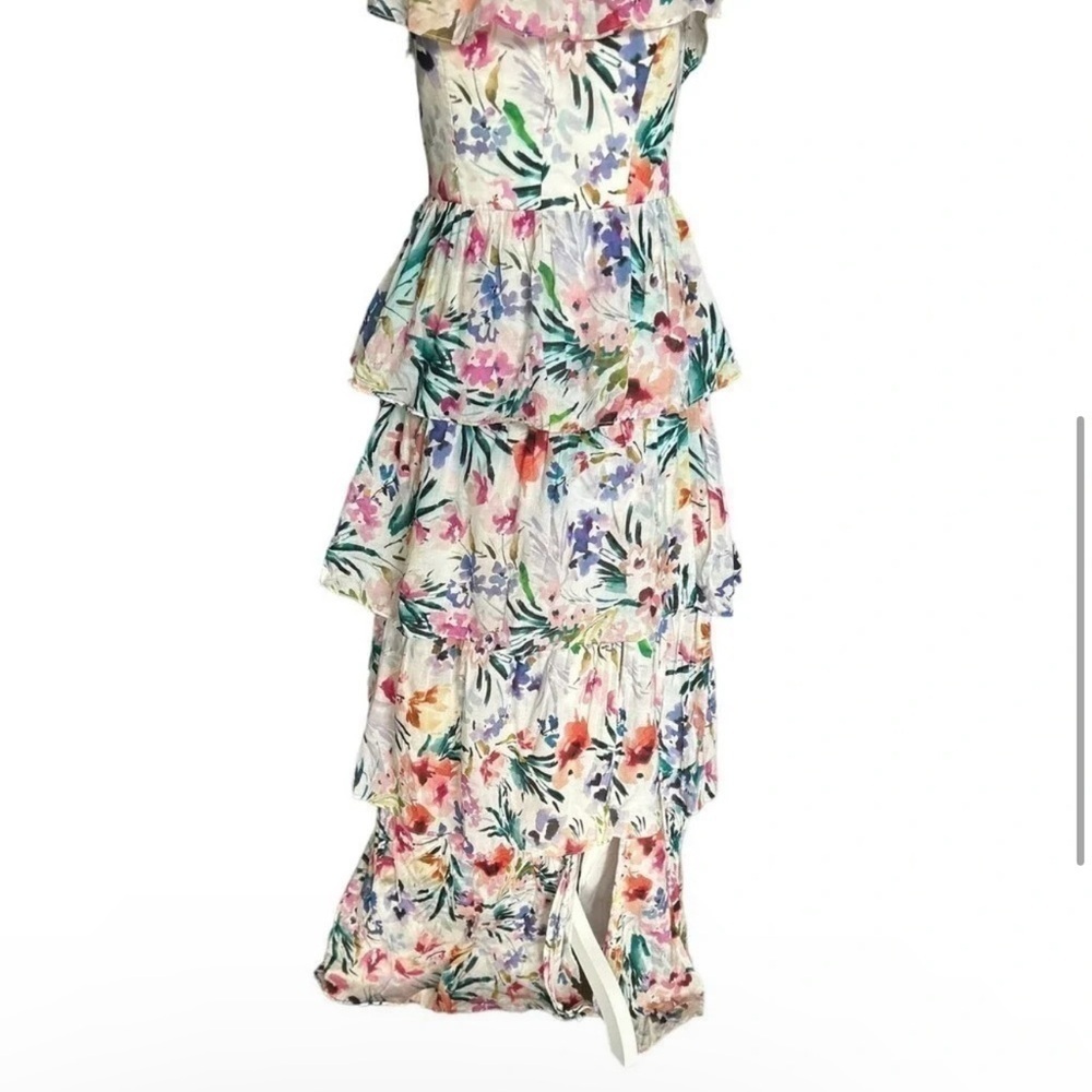 Amanda Uprichard Floral Venezia Off Shoulder Tiered Skirt Gown Size Medium - Picture 4 of 10